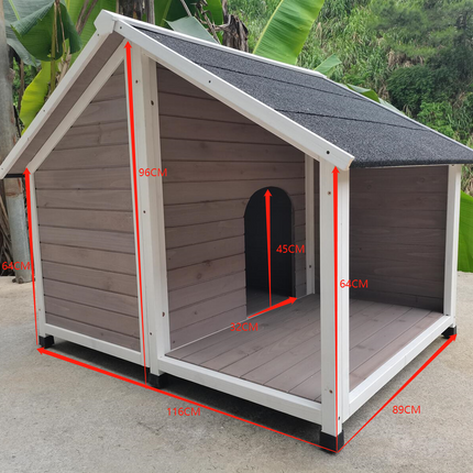 YES4PETS L Timber Pet Dog Kennel House Puppy Wooden Timber Cabin 130x105x100cm Grey.
