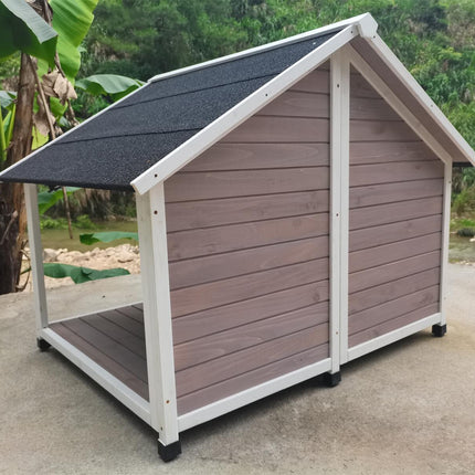 YES4PETS L Timber Pet Dog Kennel House Puppy Wooden Timber Cabin 130x105x100cm Grey.