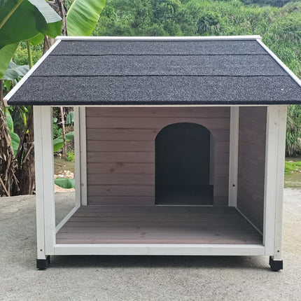 YES4PETS L Timber Pet Dog Kennel House Puppy Wooden Timber Cabin 130x105x100cm Grey.