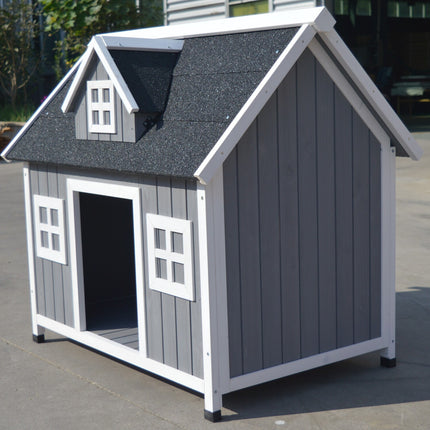YES4PETS Grey Large Timber Pet Dog Puppy Wooden Cabin  Kennel Timber House.