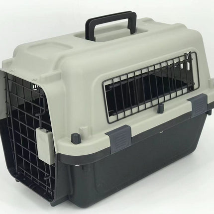YES4PETS Medium Portable Pet Dog Cat Carrier Travel Bag Cage House Safety Lockable Kennel Grey.