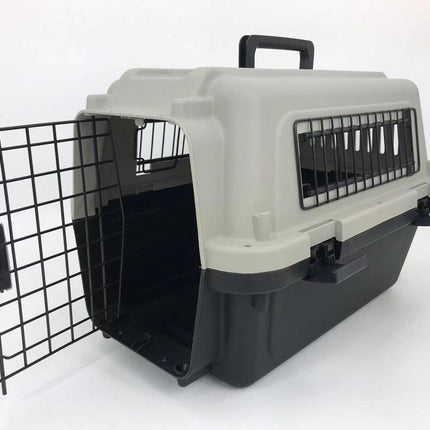 YES4PETS Medium Portable Pet Dog Cat Carrier Travel Bag Cage House Safety Lockable Kennel Grey.