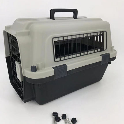 YES4PETS Medium Portable Pet Dog Cat Carrier Travel Bag Cage House Safety Lockable Kennel Grey.
