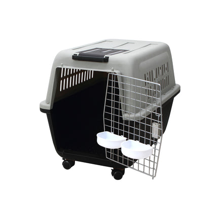 YES4PETS XL Plastic Kennels Pet Carrier Dog Cat Cage Crate With Handle and Removable Wheel Black.
