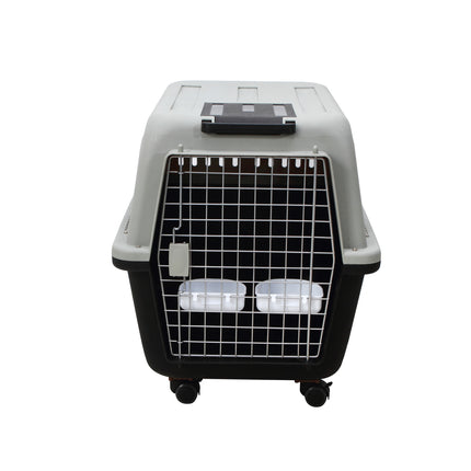 YES4PETS XL Plastic Kennels Pet Carrier Dog Cat Cage Crate With Handle and Removable Wheel Black.