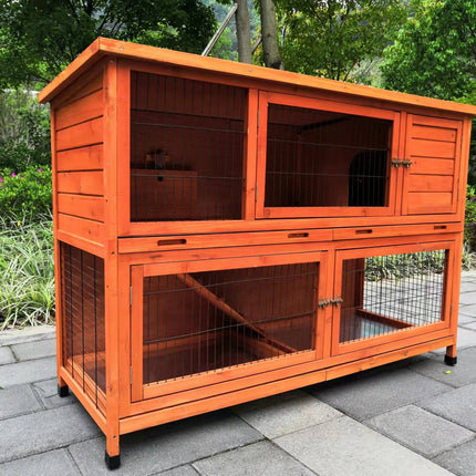 YES4PETS 150 cm XXL Double Storey Rabbit Hutch Guinea Pig Ferret Cage Cat House.