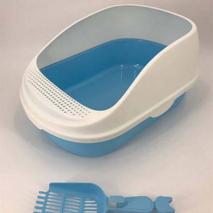 YES4PETS Large Deep Cat Toilet Litter Box Tray High Wall with Scoop Blue.