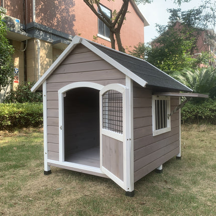 YES4PETS XL Timber Pet Dog Kennel House Puppy Wooden Timber Cabin With Door Grey.