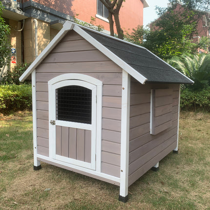 YES4PETS XL Timber Pet Dog Kennel House Puppy Wooden Timber Cabin With Door Grey.