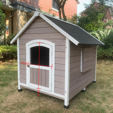 YES4PETS XL Timber Pet Dog Kennel House Puppy Wooden Timber Cabin With Door Grey.