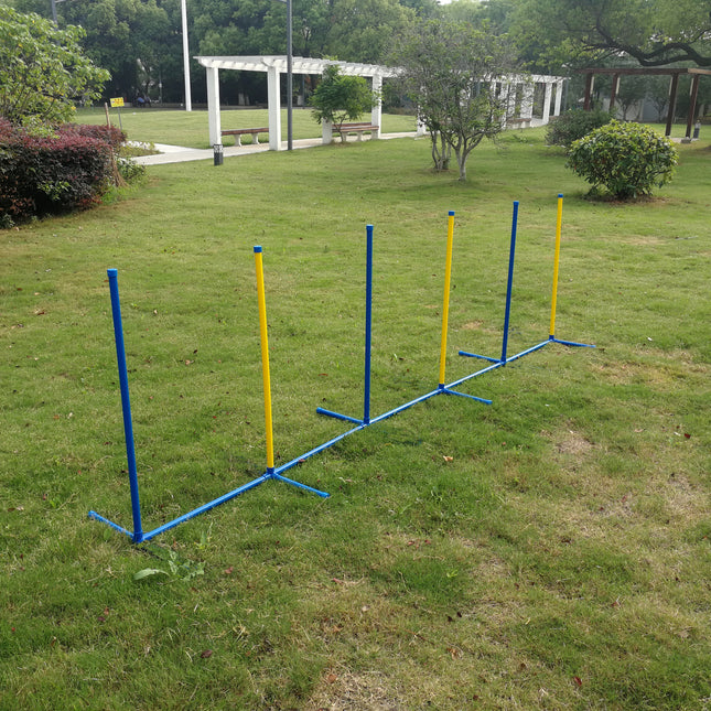 YES4PETS Portable Dog Puppy Training Practice Weave Poles Agility Post Set.
