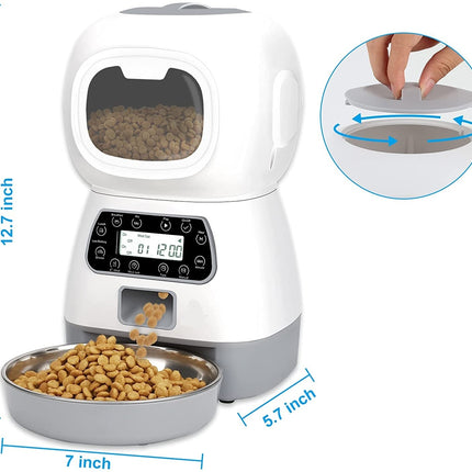 YES4PETS 3.5L Visible Automatic Digital Pet Dog Cat Feeder Food Bowl Dispenser.