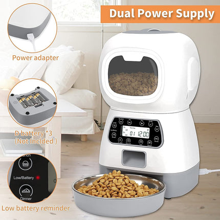 YES4PETS 3.5L Visible Automatic Digital Pet Dog Cat Feeder Food Bowl Dispenser.