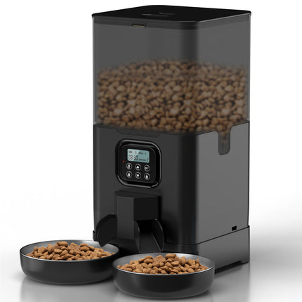 YES4PETS 6L Automatic Digital Pet Dog Cat Feeder Double Food Bowl Dispenser.