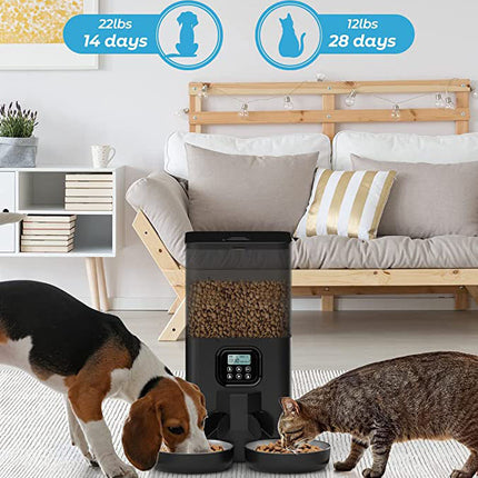 YES4PETS 6L Automatic Digital Pet Dog Cat Feeder Double Food Bowl Dispenser.