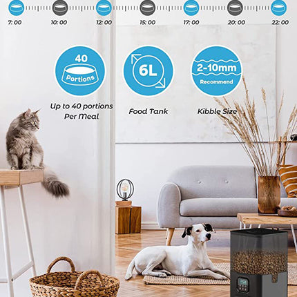 YES4PETS 6L Automatic Digital Pet Dog Cat Feeder Double Food Bowl Dispenser.
