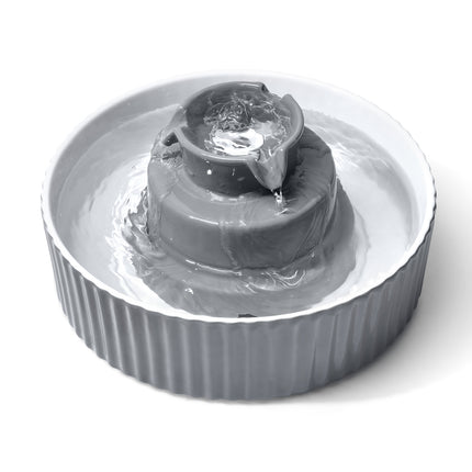 YES4PETS Grey Ceramic Electric Pet Water Fountain Dog Cat Water Feeder Bowl Dispenser.