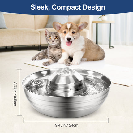YES4PETS 2L Automatic Electric Pet Water Fountain Dog Cat Stainless Steel Feeder Bowl Dispenser.