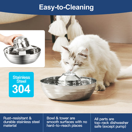 YES4PETS 2L Automatic Electric Pet Water Fountain Dog Cat Stainless Steel Feeder Bowl Dispenser.