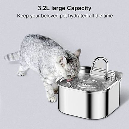 YES4PETS 3.2L Automatic Electric Pet Water Fountain Dog Cat Stainless Steel Feeder Bowl Dispenser.