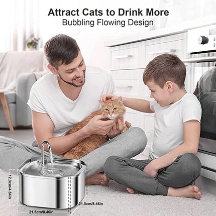 YES4PETS 3.2L Automatic Electric Pet Water Fountain Dog Cat Stainless Steel Feeder Bowl Dispenser.