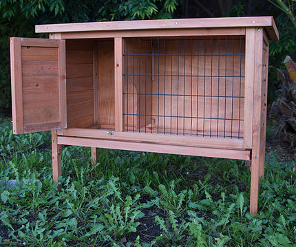 YES4PETS Single Wooden Pet Rabbit Hutch Guinea Pig Cage with Slide out Tray.