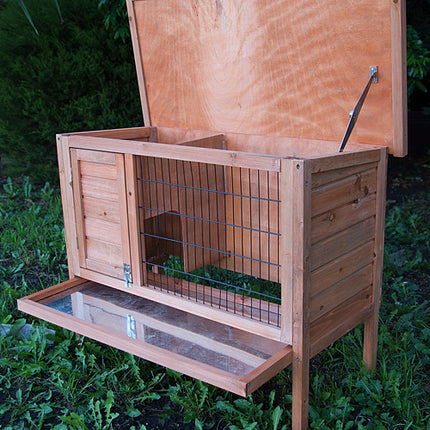 YES4PETS Single Wooden Pet Rabbit Hutch Guinea Pig Cage with Slide out Tray.