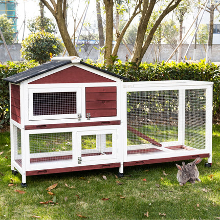 YES4PETS Double Storey Large Rabbit Hutch Guinea Pig Cage , Ferret Cage With Pull Out Tray On Wheels.