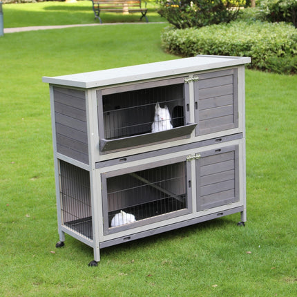 YES4PETS 110cm XL Double Storey Rabbit Hutch Guinea Pig Cage , Ferret Cat cage W Wheel & Pull Out Tray.