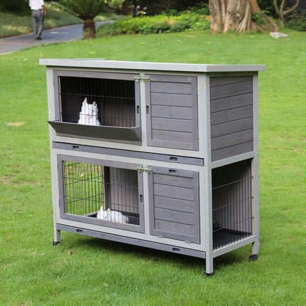 YES4PETS 110cm XL Double Storey Rabbit Hutch Guinea Pig Cage , Ferret Cat cage W Wheel & Pull Out Tray.