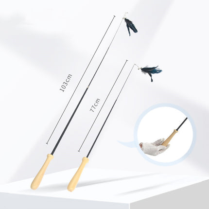 YES4PETS  2 X Pet Cat Toys Retractable Feathers Teaser Cat Stick Interactive Play.