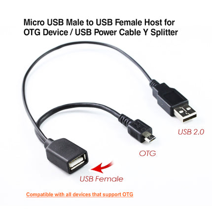 Micro USB Male to USB Female Host for OTG Device / USB Power Cable Y Splitter.