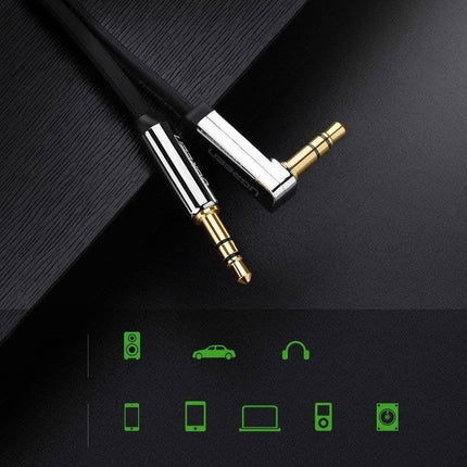 UGREEN 10729 3.5mm Male to 3.5mm Right Angle 3.5mm Aux Cable 5m (Black).