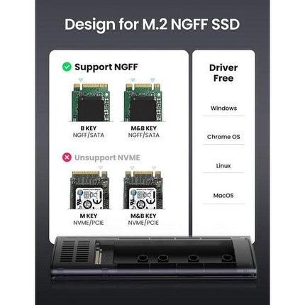 UGREEN 10903 M.2 SATA NGFF SSD Hard Drive Enclosure.