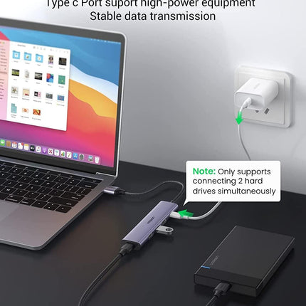 UGREEN 20805 USB 3.0 4-Port Hub with USB-C Power Port.