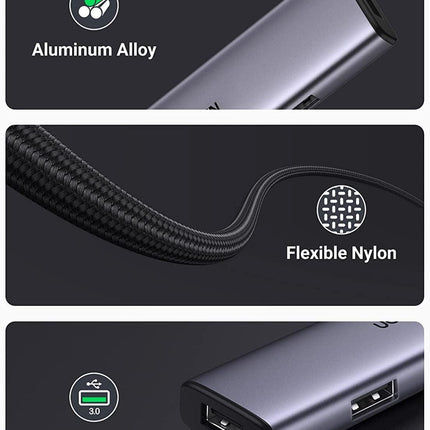 UGREEN 20805 USB 3.0 4-Port Hub with USB-C Power Port.