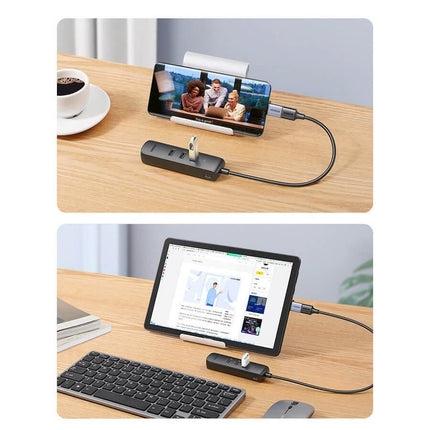 UGREEN 20984 USB 2.0 to 3 x USB2.0 with RJ45 (100Mbps) Ethernet Adapter (Black).
