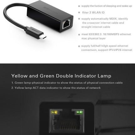 UGREEN 30287 USB-C 10/100Mbps Ethernet Adapter.