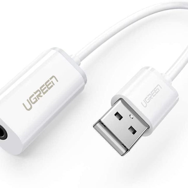 UGREEN USB A Male to 3.5 mm Aux Cable (White).