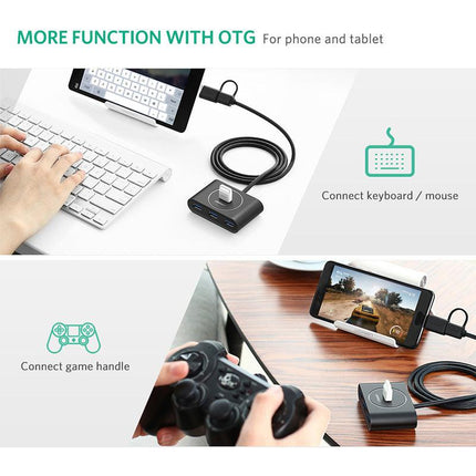 UGreen USB 3.0 Hub With Type C port Black 1M 40850.