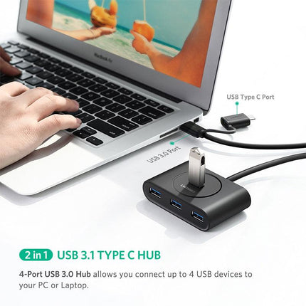 UGreen USB 3.0 Hub With Type C port Black 1M 40850.