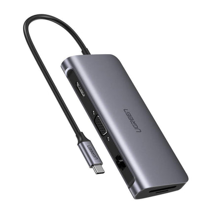 UGREEN Type C 9 in 1 Multifunction Adapter- HDMI/ VGA/Gigabit/TypeC/USB3.0 x 3/SD/TF (40873).