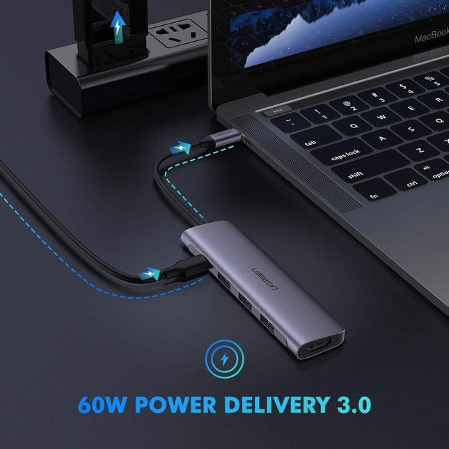 UGREEN TypeC 5 in 1 Adaptor - HDMI + USB 3.0*3 + TypeC PD Power Converter (50209).