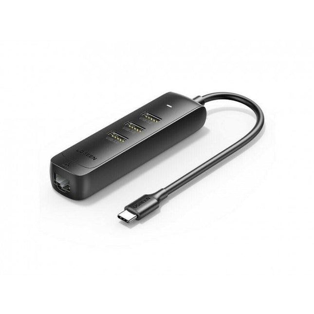 UGREEN 50627 USB-C to USB-A 3-Port Hub with RJ45 Gigabit Ethernet.