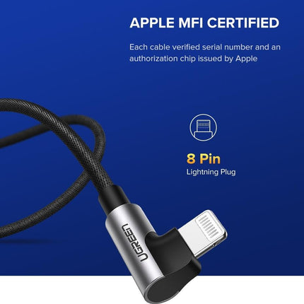 UGREEN 60521 USB-A to 8-pin 90 Degree Angel Cable 1M.