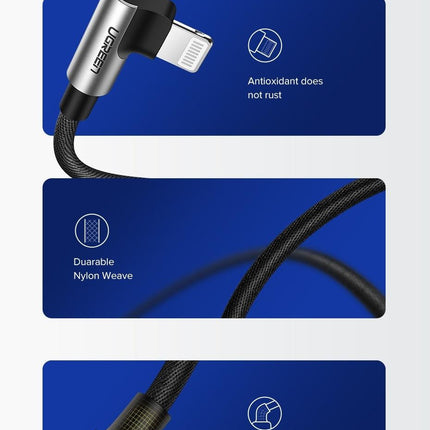 UGREEN 60521 USB-A to 8-pin 90 Degree Angel Cable 1M.