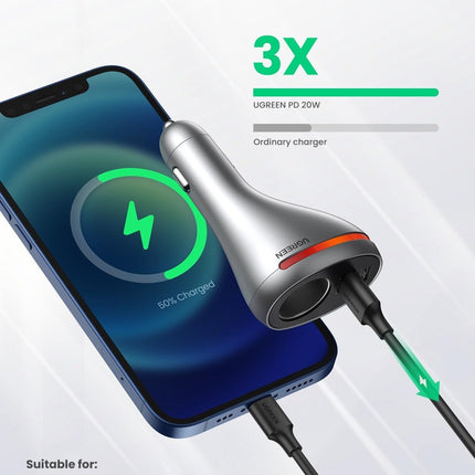 UGREEN 60712 84W Dual Port Car Charger (Space Grey).