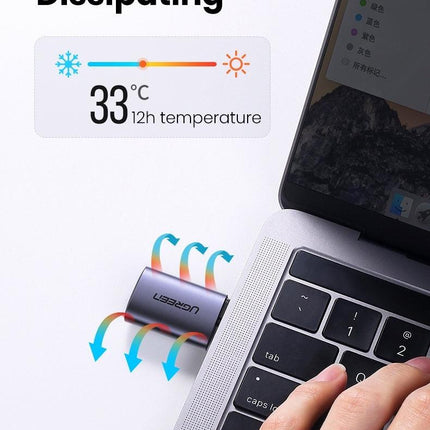 UGREEN 70451 USB-C Male to DP Female Adapter Aluminium Case 4K/2K 60Hz (Dark Gray).