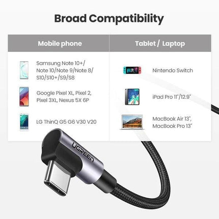 UGREEN 70529 60W Angle USB C to C Cable 1M.