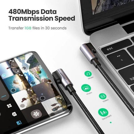 UGREEN 70529 60W Angle USB C to C Cable 1M.